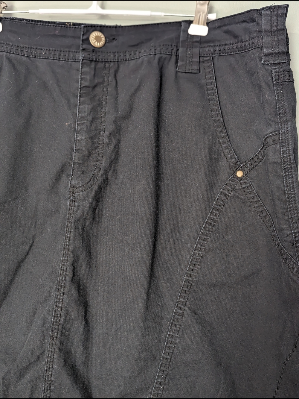 Cotton Ginny Vintage Women's Black A-line Utility Y2k Cargo Skirt Cabincore - Picture 4 of 12